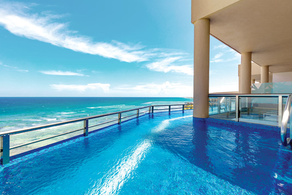 Oceanfront Infinity Pool Balcony at El Dorado Seaside Suites, Riviera Maya, Quintana Roo, Mexico 