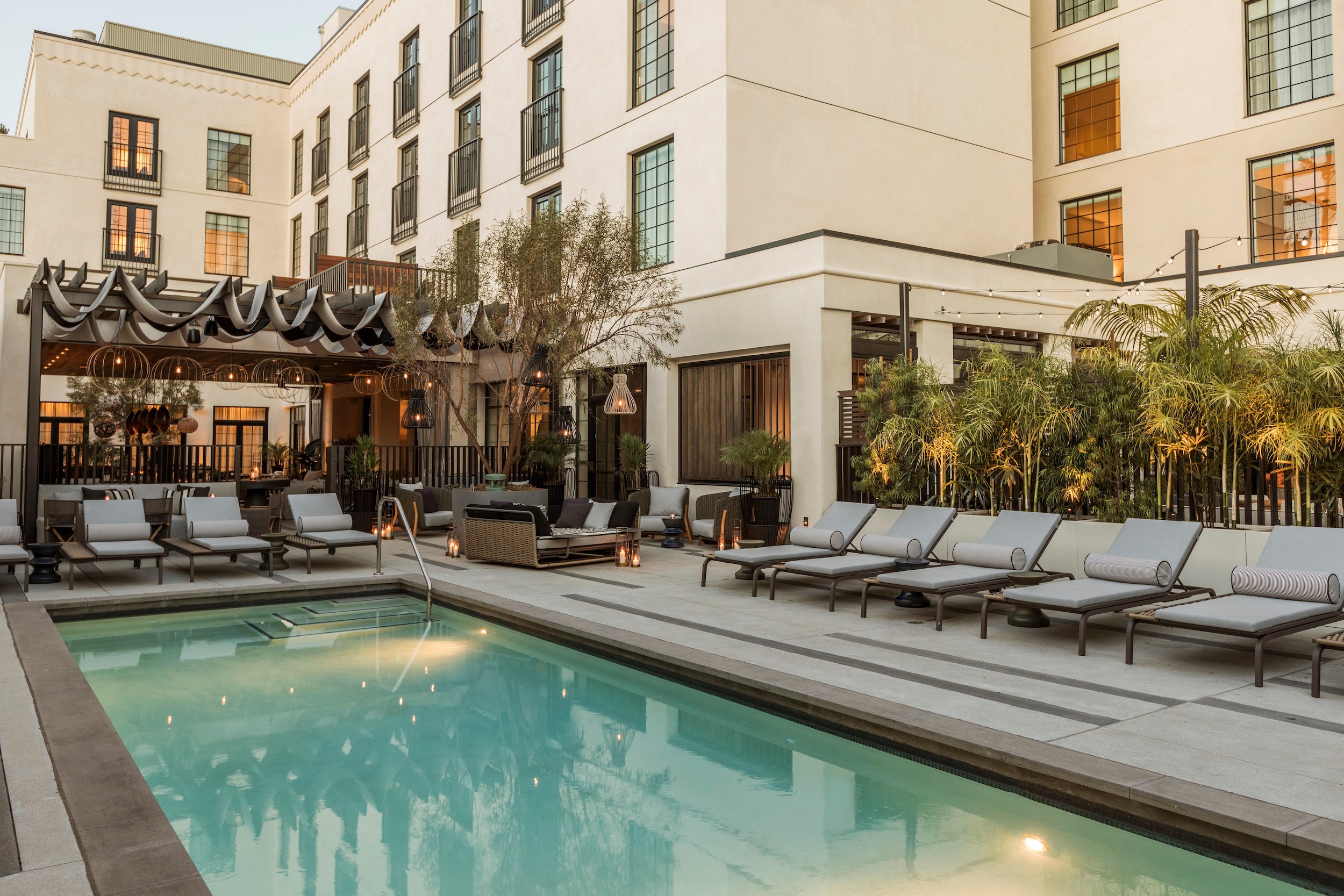 Pool courtyard at Kimpton La Peer Hotel, West Hollywood, CA 