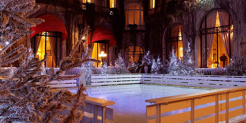 ice skating at Hotel Plaza Athenee