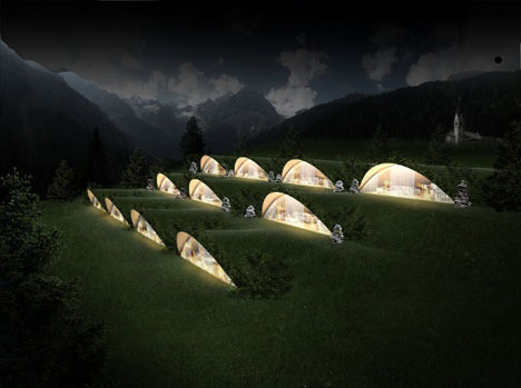 Eco-friendly underground hotel in the Alps
