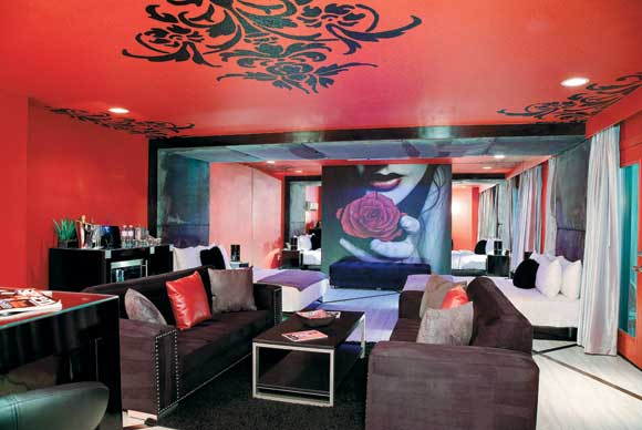 The sinister and sexy decor of Rumor’s Diva Mega-Suite make for a fun and flirty girlfriend getaway.
