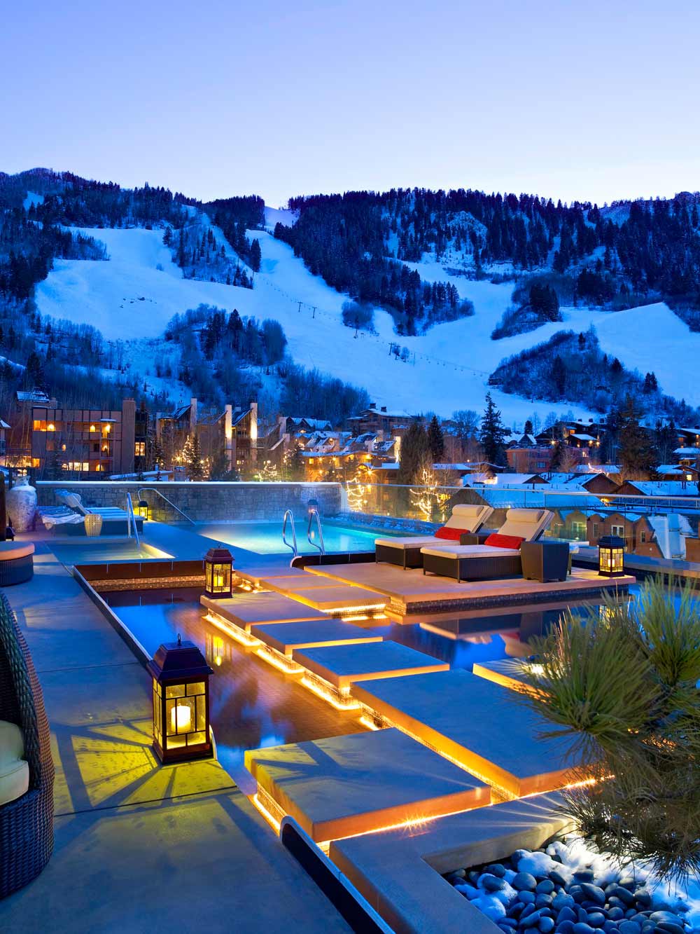 Pool evening time at The Little Nell, Aspen, CO Pool evening time at The Little Nell, Aspen, CO