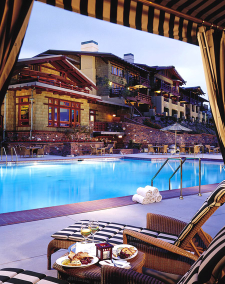 A cabanna at the Pool and the Exterior of The Lodge at Torrey Pines A cabanna at the Pool and the Exterior of The Lodge at Torrey Pines