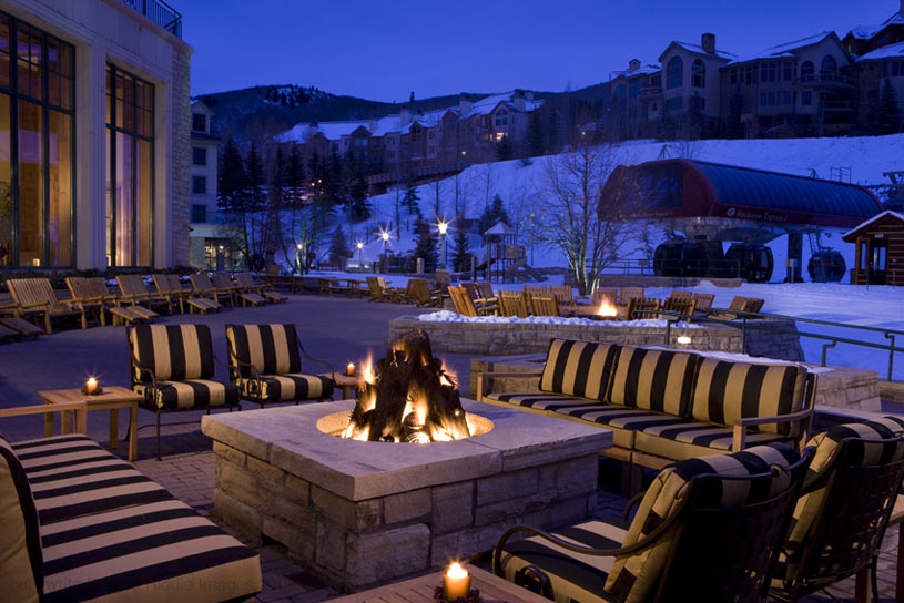 Outdoor fireplace at the Park Hyatt Beaver Creek Resort and Spa Outdoor fireplace at the Park Hyatt Beaver Creek Resort and Spa