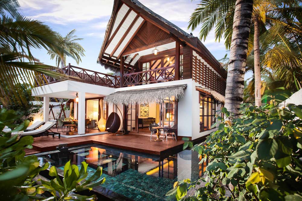 Exterior of Two Bed Beach Suite at Jumeirah Vittaveli, South Male Atoll, Maldives Exterior of Two Bed Beach Suite at Jumeirah Vittaveli, South Male Atoll, Maldives