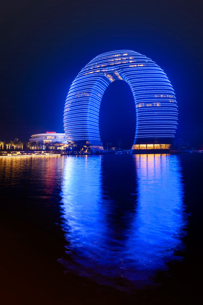 The Sheraton Huzhou Hot Spring Resort's Exterior at Night The Sheraton Huzhou Hot Spring Resort's Exterior at Night