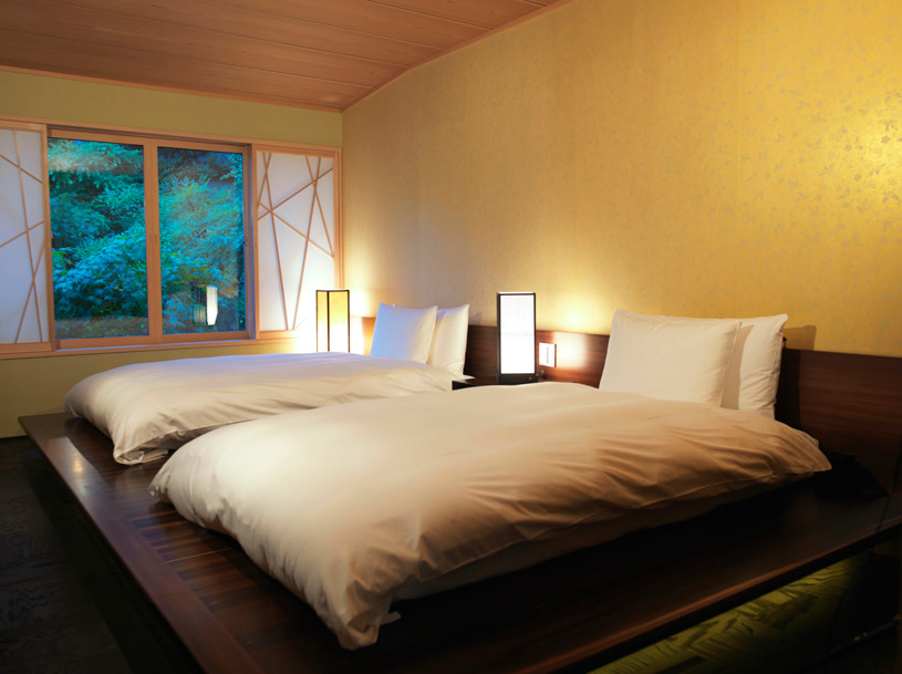 Double Bedroom at Hoshinoya Kyoto Hotel Double Bedroom at Hoshinoya Kyoto Hotel