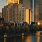 Exterior Of The Langham Hotel Melbourne From The Nearby River.