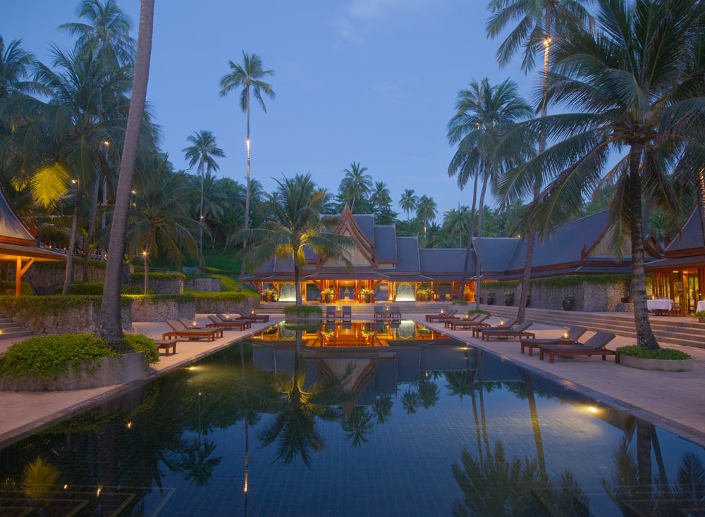 Swimming pool and entrance at Amanpuri, Thailand