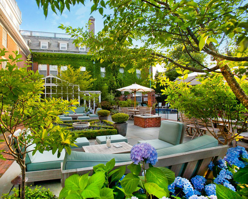 Garden and Pool at The Vanderbilt in Newport