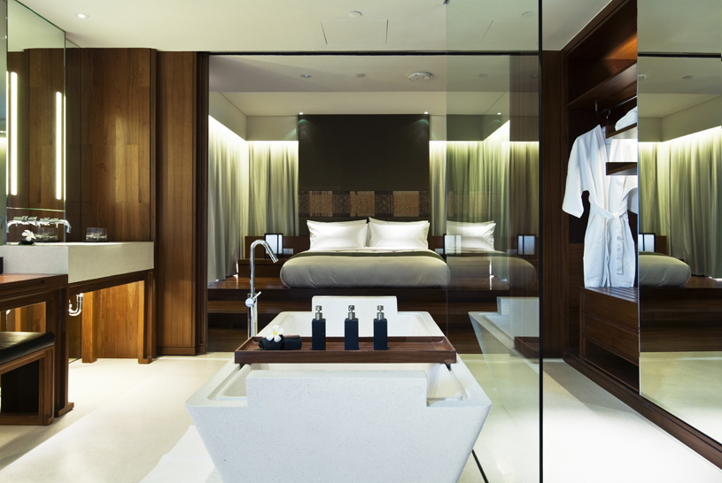 Hansar Bangkok Vertigo Suite Bedroom and Bathroom