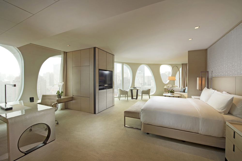 Junior Suite bedroom at Conrad Beijing, China