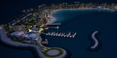 Aerial View by Night at Banana Island Resort Doha