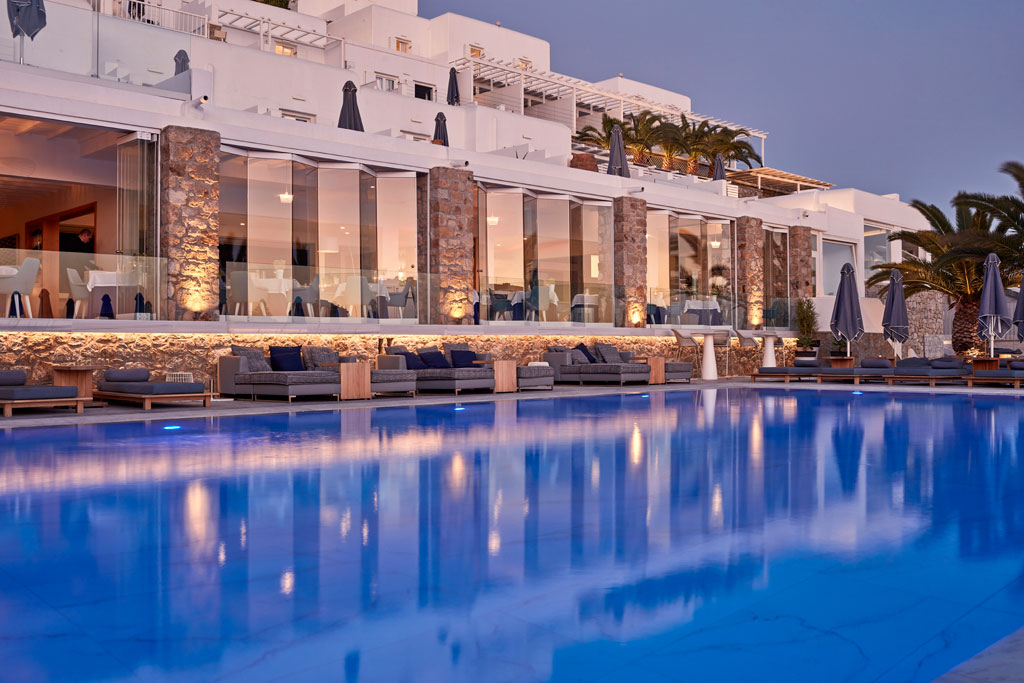 Outdoor Pool at Myconian Ambassador Hotel and Thalasso Spa , Mykonos, Greece