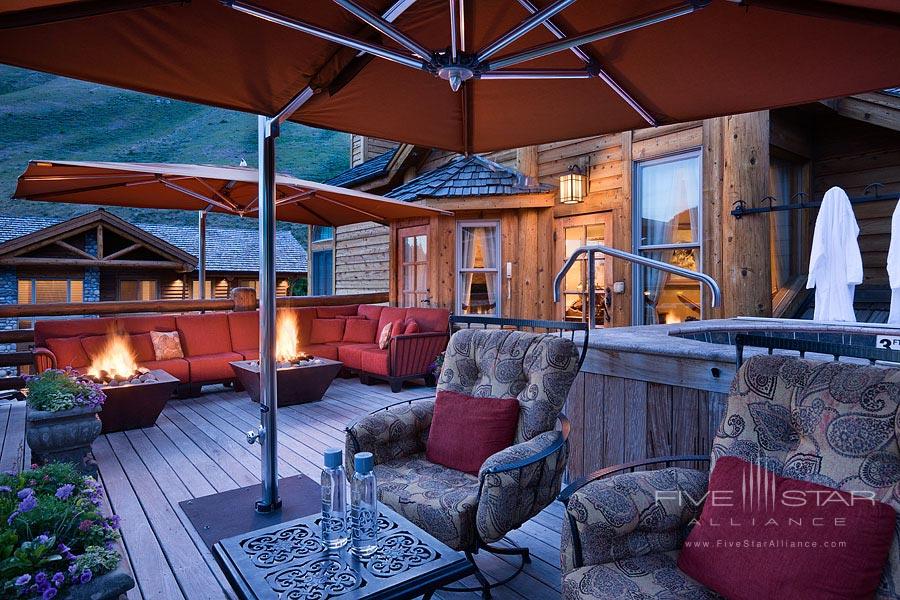 Lounge around the fire pit at Rusty Parrot Lodge And Spa, Jackson, WY