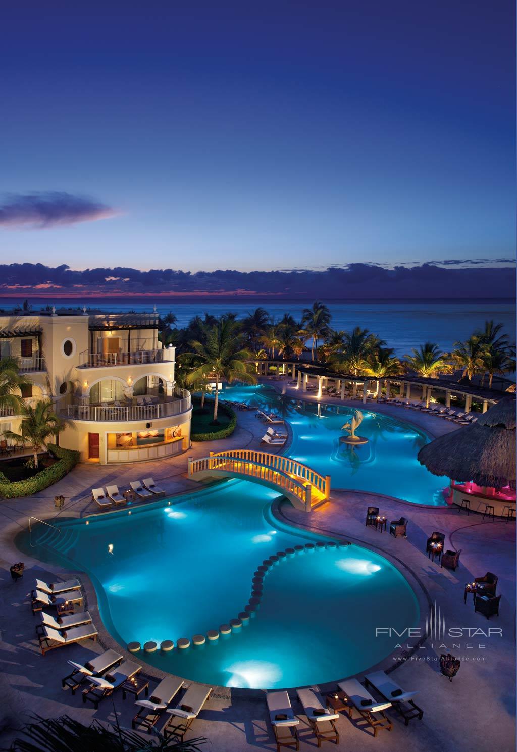 Evening Pool View at Dreams Tulum Resort And Spa, Tulum, QR, Mexico