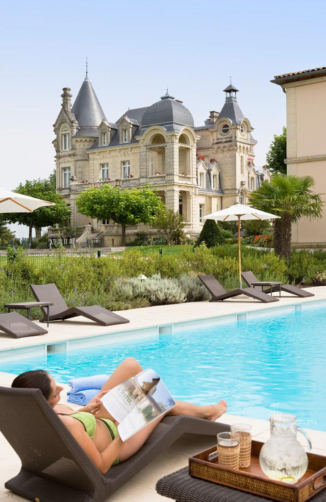 Outdoor Heated Pool at Hotel Chateau Grand Barrail Saint Emilion, France