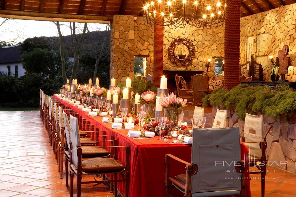 Christmas Dining Setup at Bushmans Kloof Wilderness Reserve