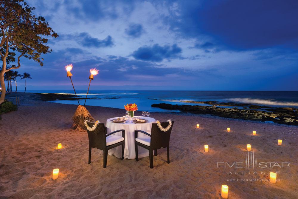 Private beach dining at Four Seasons Hualalai Kona, Hawaii, United States