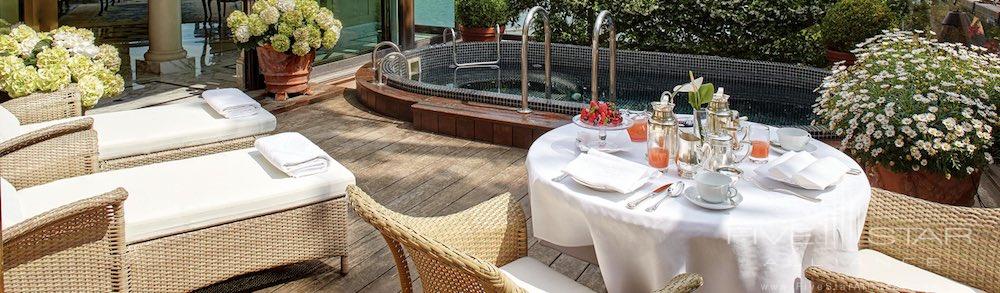 Concealedprivate terrace with plunge pool in the 970 square foot Palladio Signature Suite at the Belmond Cipriani Hotel in Venice, Italy