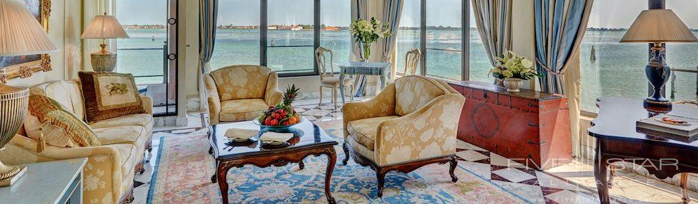 Living Room of the 970 square foot Palladio Signature Suite at the Belmond Cipriani Hotel in Venice, Italy