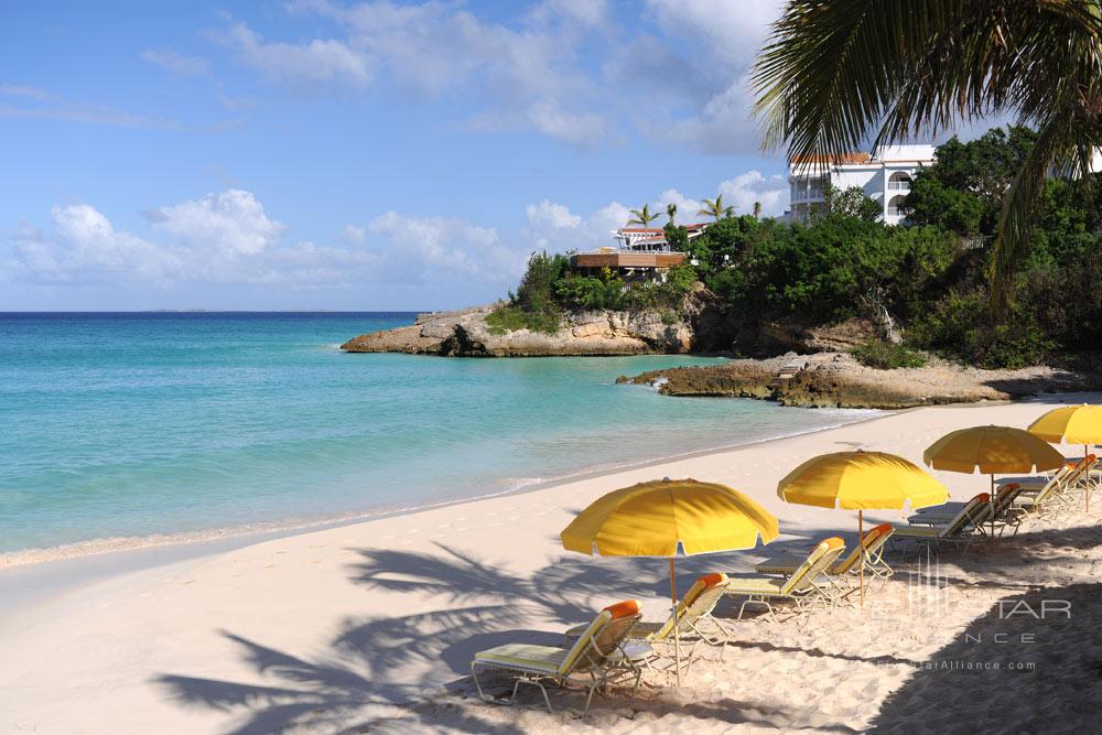 Meads Bay Beach with Beach Chairs at Malliouhana Hotel And Spa