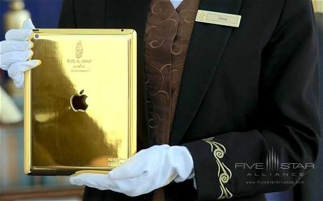 Burj Al Arab offers guests use of gold-plated iPad.