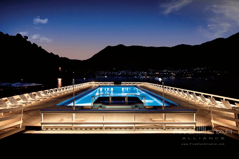 Floating Swimming Pool by night at The Villa d'Este Lake Como