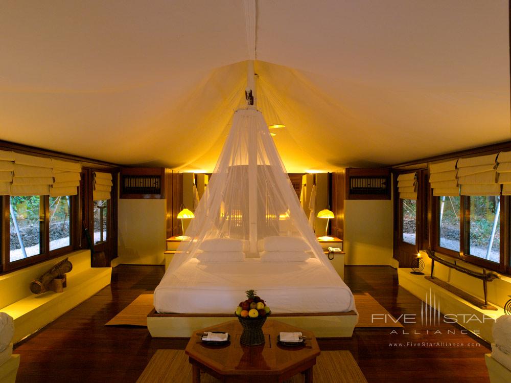 Tent interior at Amanwana, Indonesia