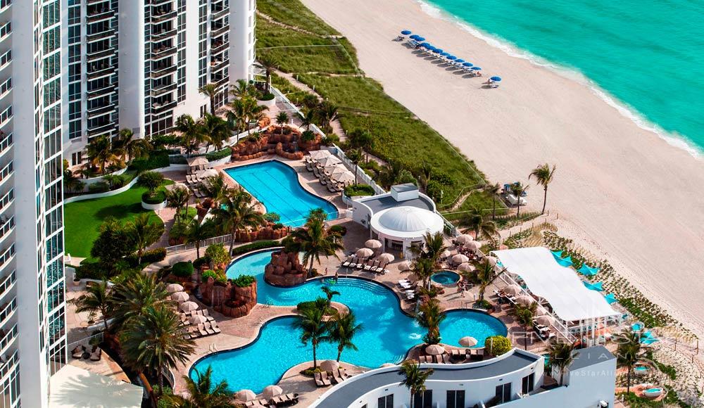 Aerial View of Resort and Beach at Trump International Beach Resort in Sunny Isles Beach, FL