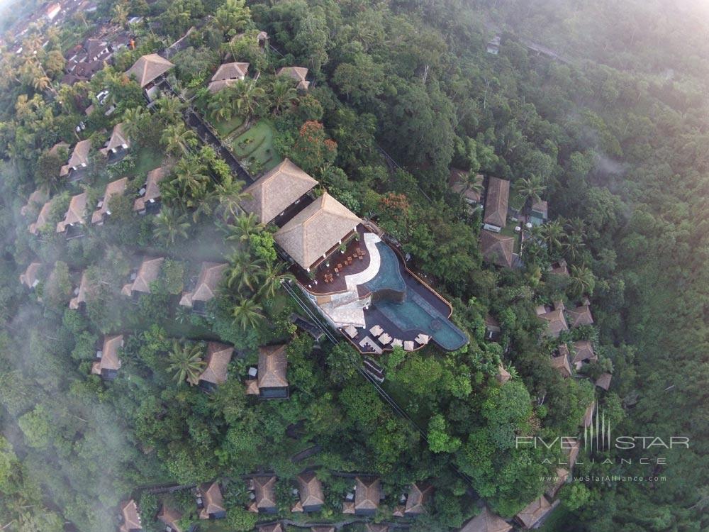 Aerial view in the morning at Hanging Gardens Ubud, Bali, Indonesia