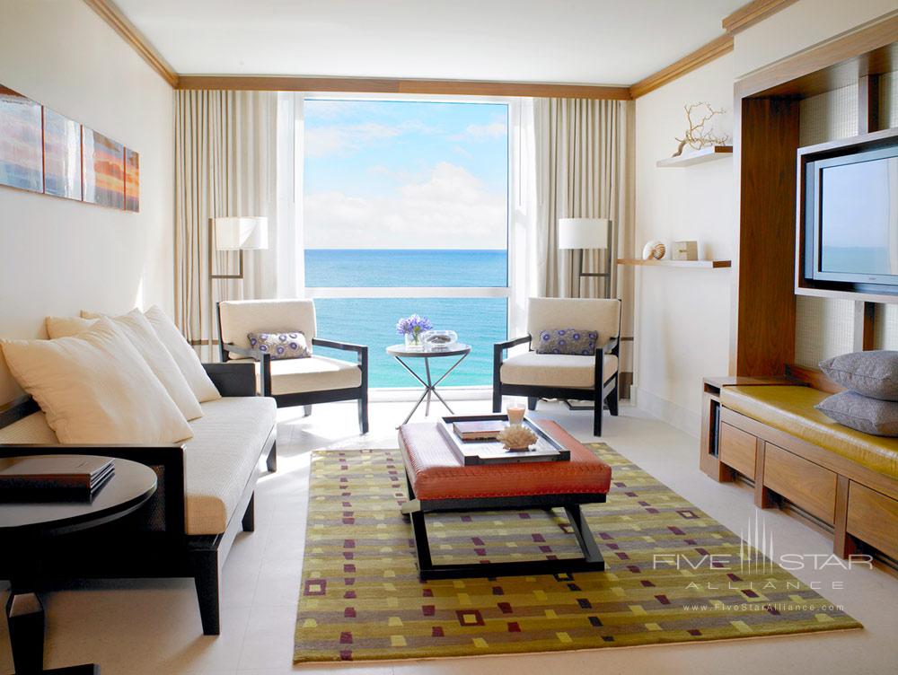 Ocean View Suite Living Area at Carillon Hotel Miami Beach, FL