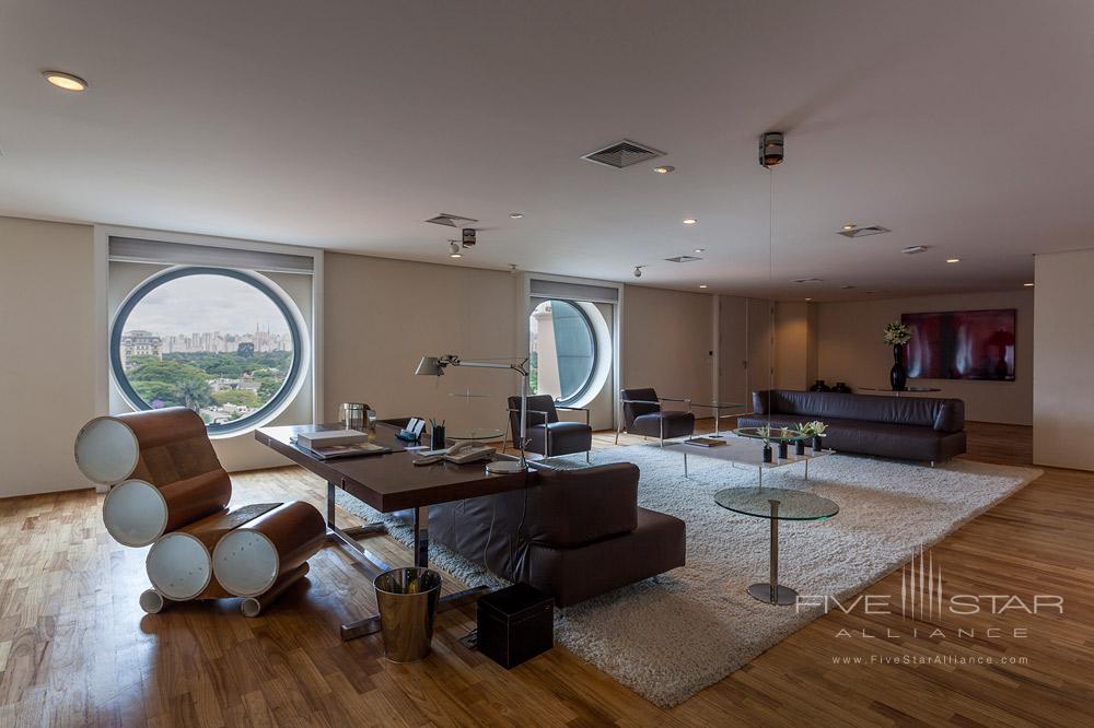 Presidential Suite Living Area at Hotel Unique Sao Paulo, Brazil
