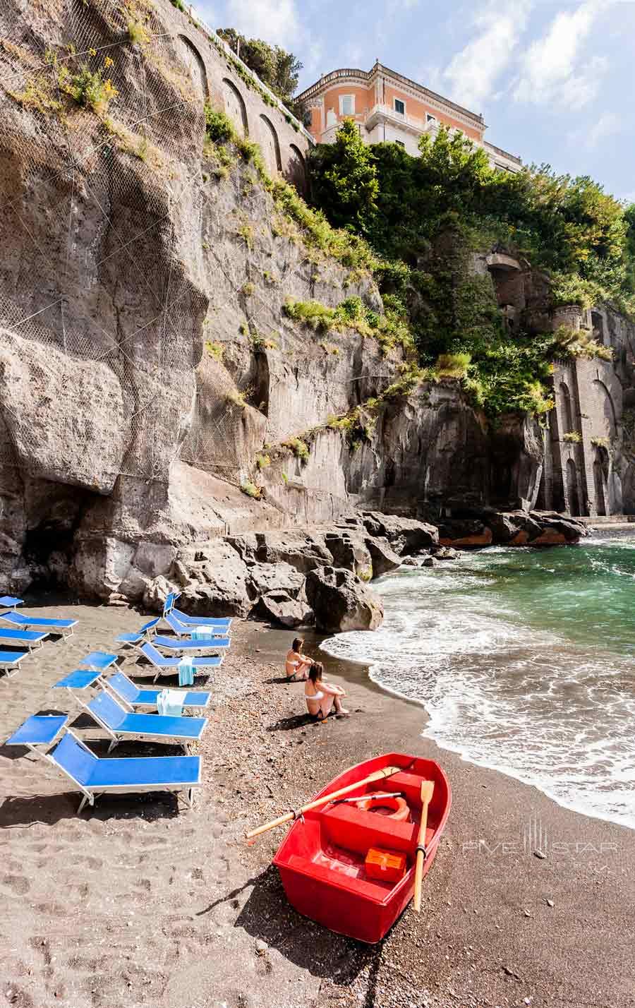 The beach atGrand Hotel Cocumella in Sant'Agnello di Sorrento, Italy
