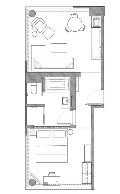 One Bedroom Apartment Floorplan at the James New York Soho Hotel