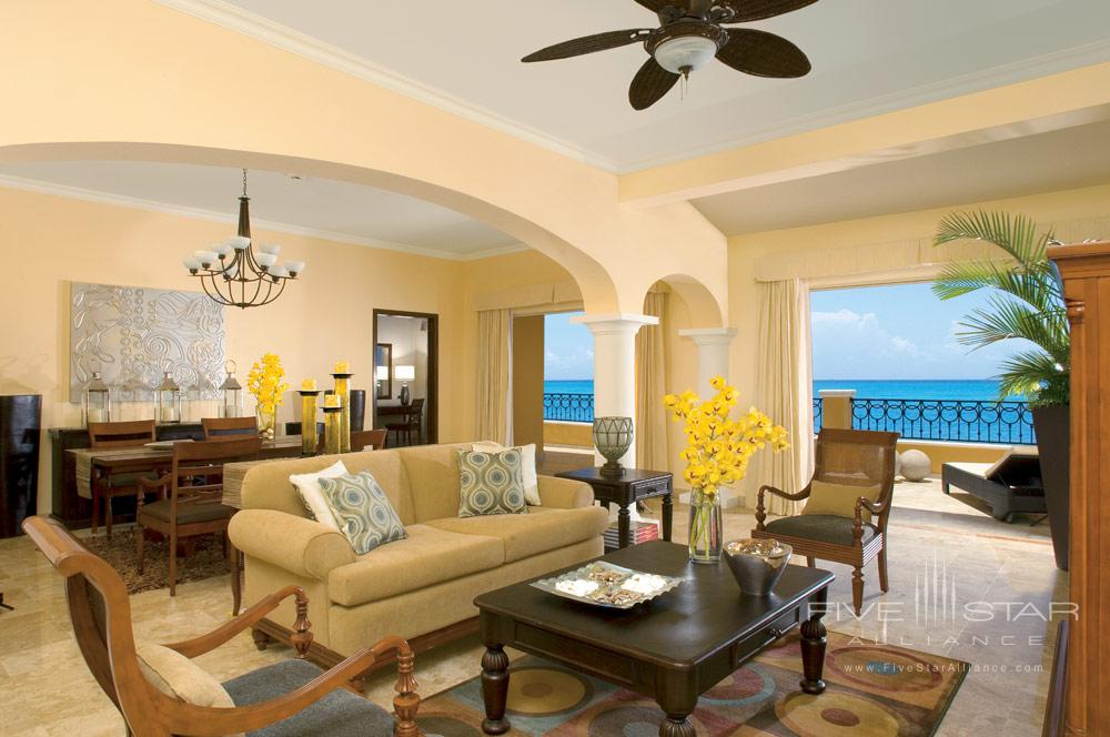 Living room of Presidential Suite at Secrets Capri Riviera Cancun in Playa del Carmen, Mexico