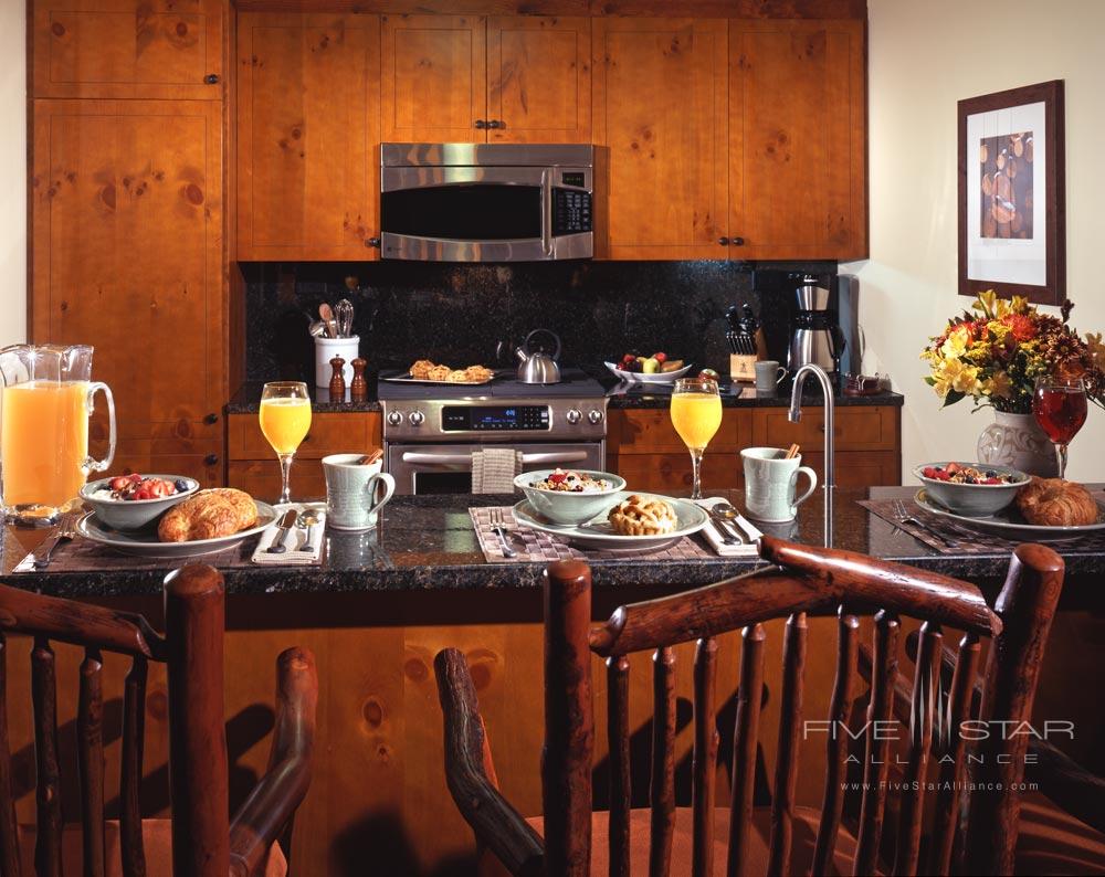 Suite Kitchen and Living Area at The Lodge at Spruce Peak