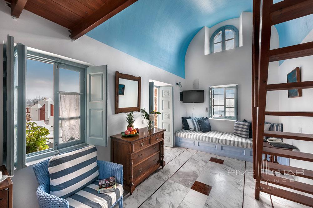 Suite Living Room at Aigialos Hotel, Santorini, Greece