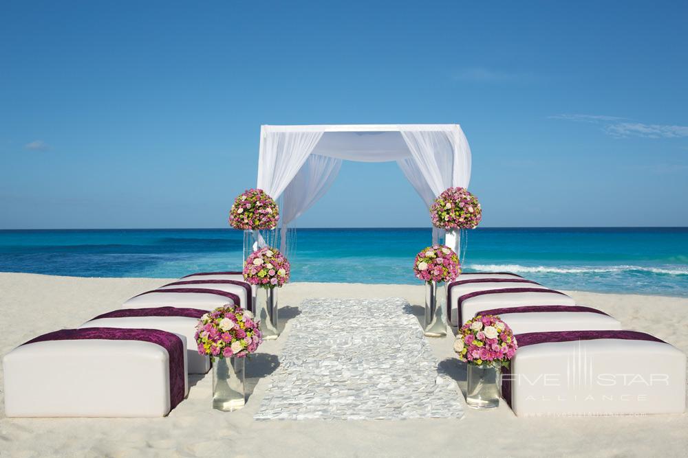 Wedding ceremony set-up at Secrets The Vine Cancun, Mexico