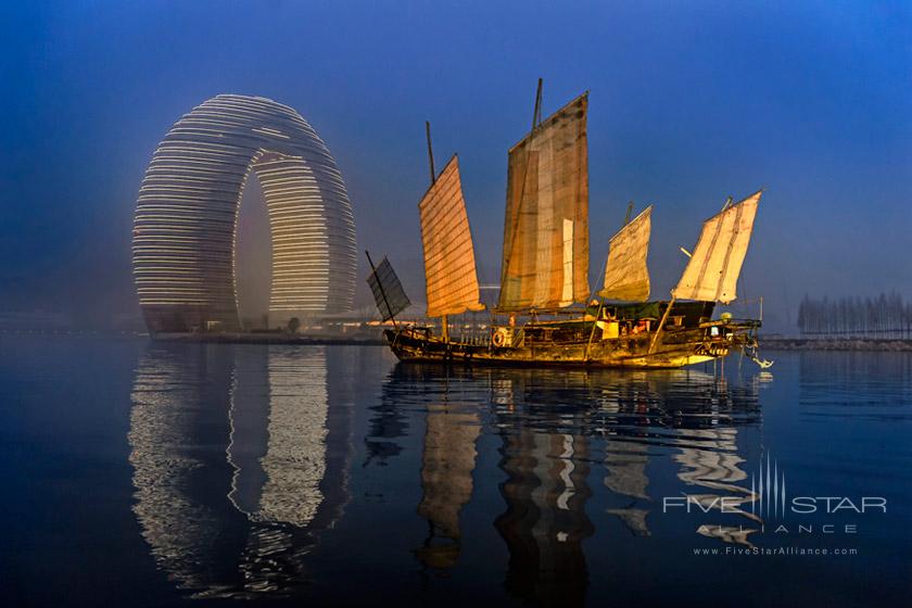 The Sheraton Huzhou Hot Spring Resorts Exterior at Dawn