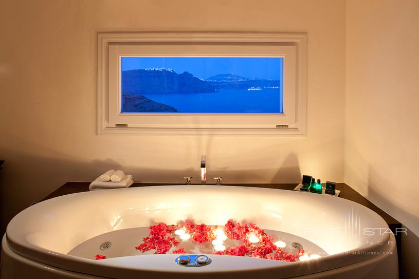 Honeymoon Suite soaking tub at The Canaves Oia Hotel