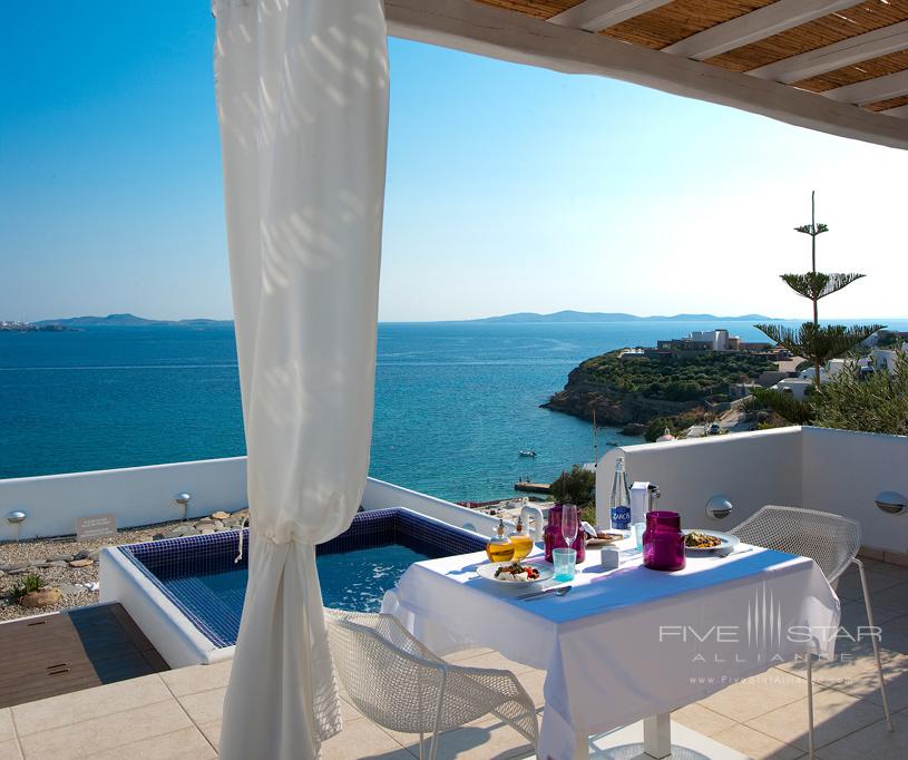 Honeymoon Suite Terrace and Plunge Pool at Grace Mykonos