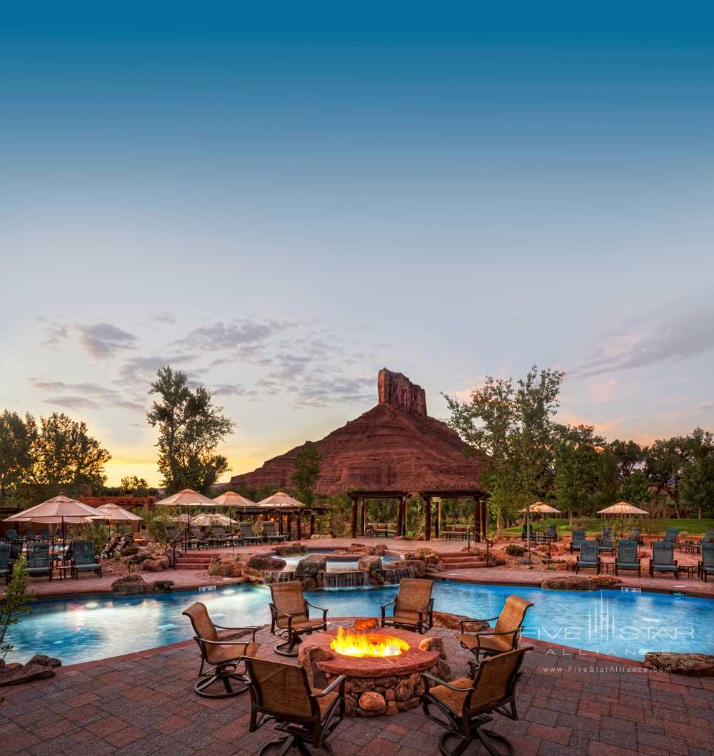 Firepit by the Pool at Gateway Canyons Resort and Spa