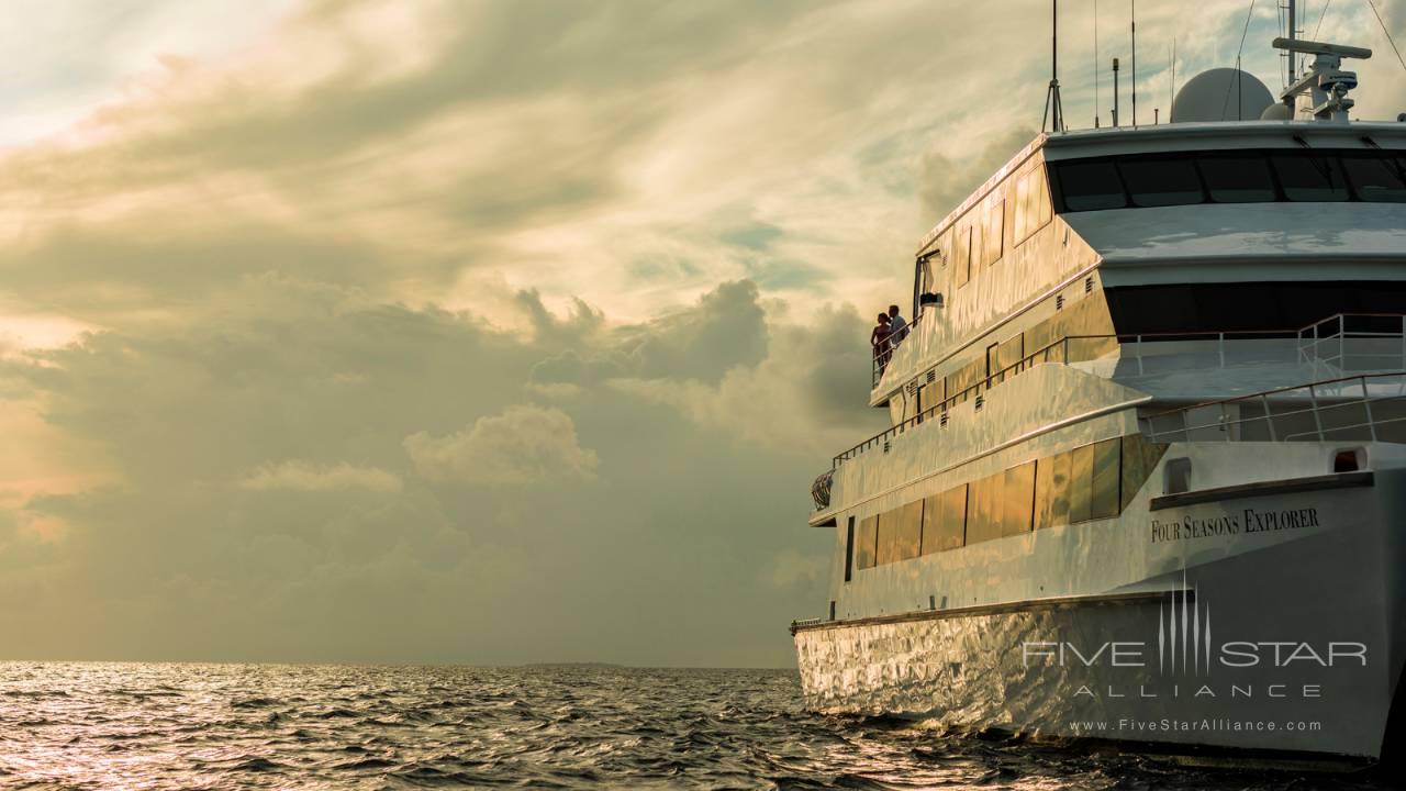 The Four Seasons Explorer catamaran yacht in the Maldives