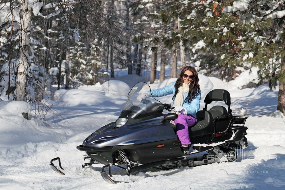 Snow mobile riding activity at Pronghorn, Bend, Oregon