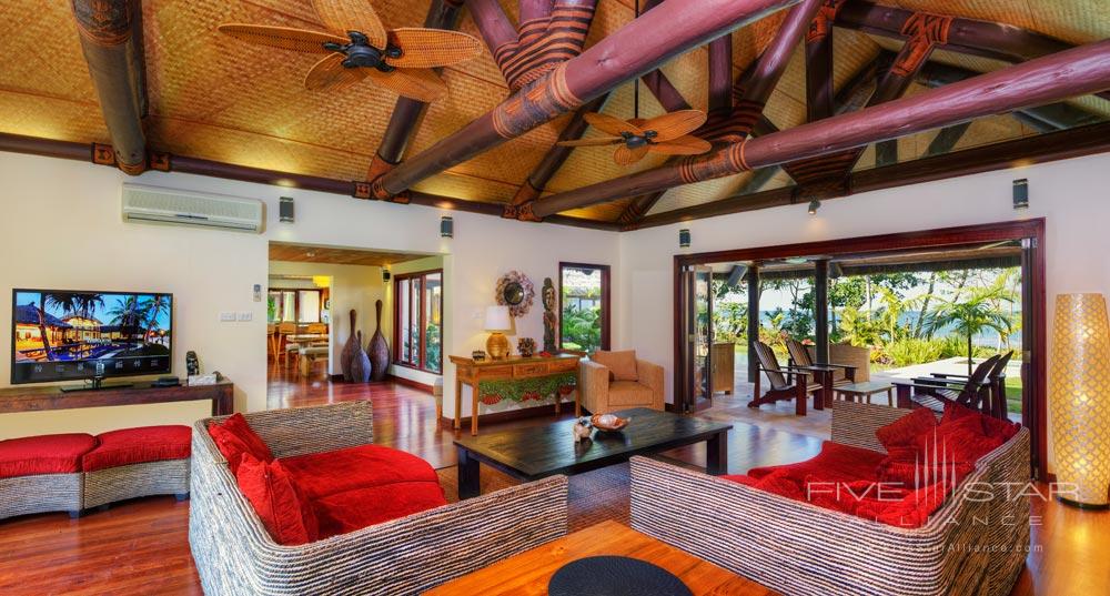 Beachfront grand pool villa lounge area, Nanuku Resort, Fiji Islands