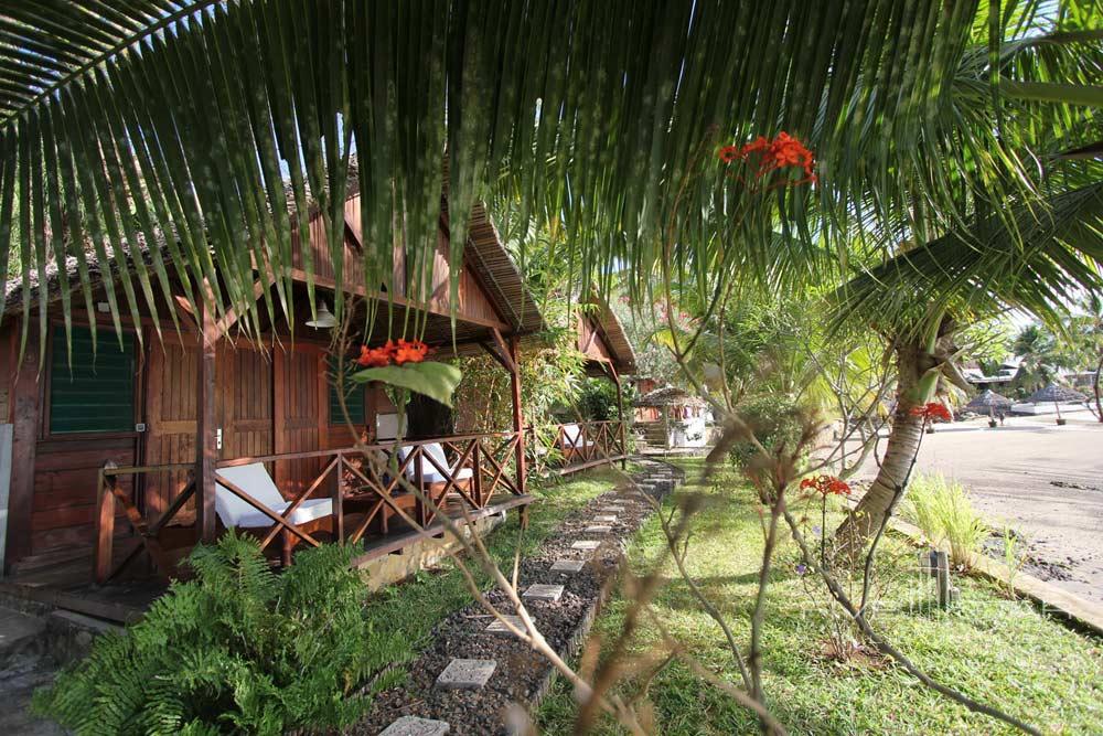 One of ten waterfront wooden bungalows at LHeure Bleue Hotel, Madagascar