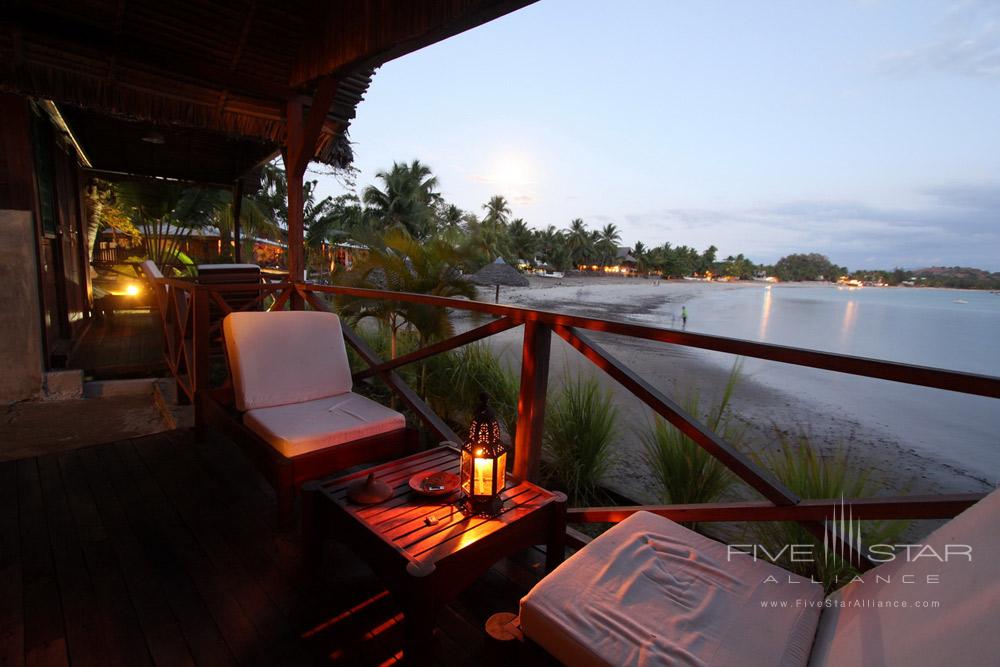 Waterfront Bungalow Terrace at LHeure Bleue Hotel, Madagascar