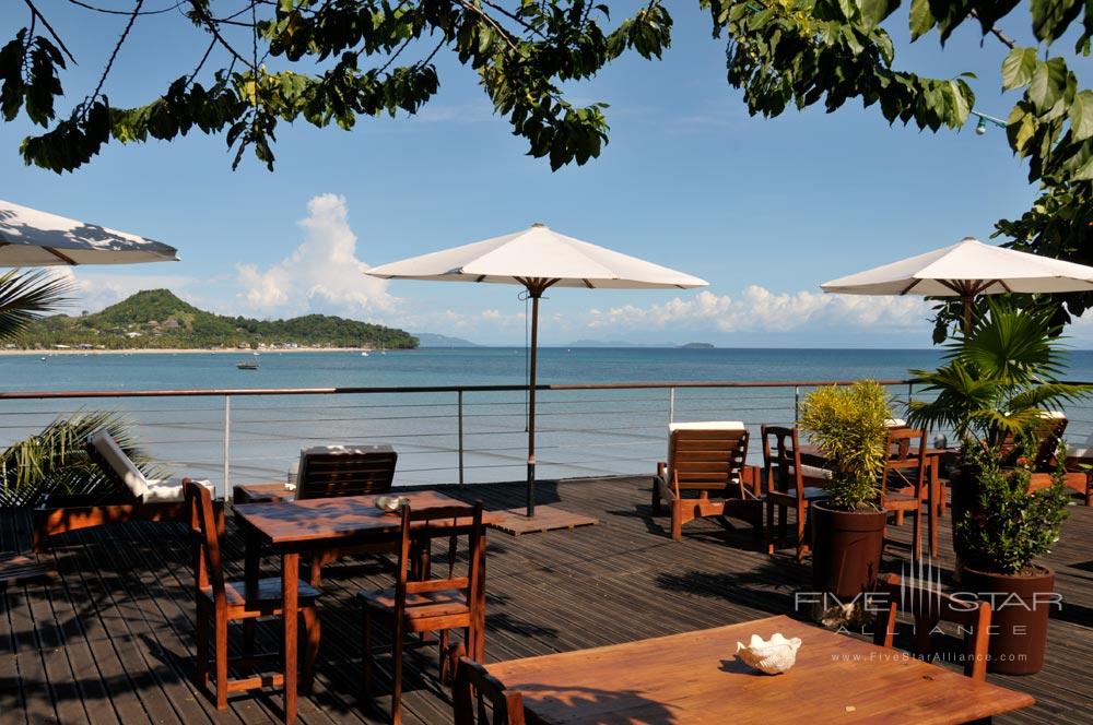 Enjoy open terrace dining at LHeure Bleue Hotel, Madagascar