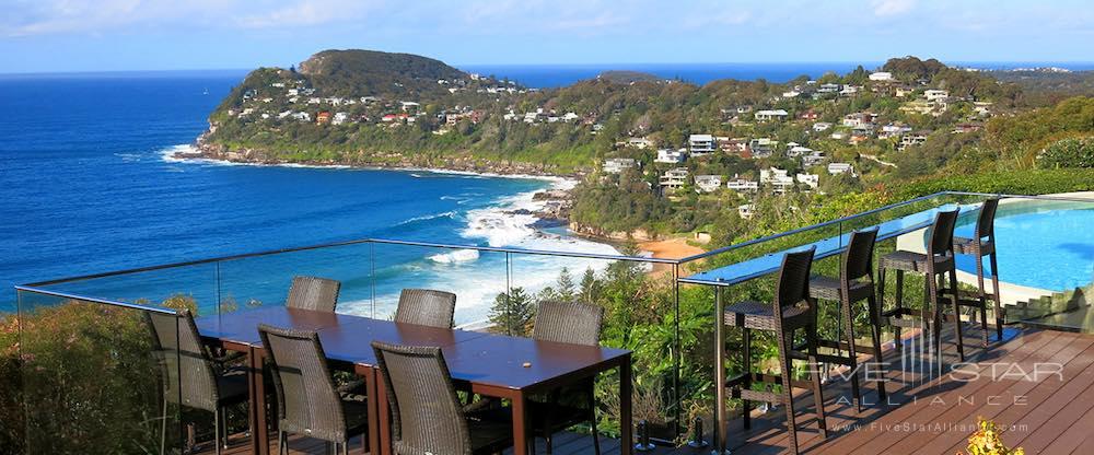 Terrace seating overlooking the water at Jonahs in Whale Beach, Australia